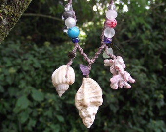 Mermaid necklace - Sea witch, sea magic, sea shells, macrame necklace, boho, enchanted , fairy