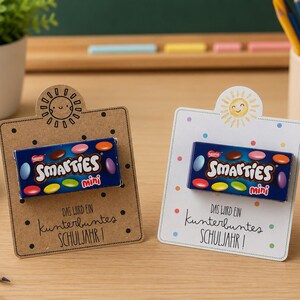 Färgglad utskrivbar PDF för skolår | DIY | Tillbaka till skolan | Utskrivbar och pysselbar mall | Mini Smarties-hälsningar | Presentidé