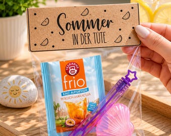 Bag closure "Summer in a Bag" printable template PDF | DIY holiday greeting | Printable template for crafting | Start of the holidays | Gift idea