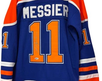 Camiseta autografiada a mano por Mark Messier de la NHL con certificado de autenticidad de Beckett.