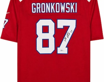 Camiseta auténtica de la NFL firmada a mano por Rob Gronkowski con certificado de autenticidad de Red Beckett.