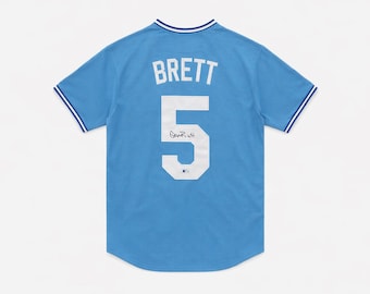 Camiseta autografiada de George Brett de los Kansas City Royals #5 Beckett con certificado de autenticidad.