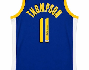 Camiseta de los Golden State Warriors firmada por Klay Thompson, número 11, con certificado de autenticidad autografiado de la NBA Beckett.