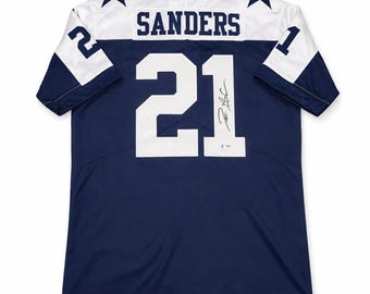 DEION SANDERS  Signed Autographed Blue/White Jersey BAS Authentication