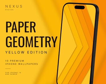 Gelbes geometrisches iPhone-Hintergrundbild-Bundle | 10 ausdrucksstarke Papiergeometrie-Hintergründe im JPEG-Format