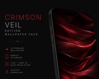 Crimson Veil Edition Wallpaper Pack | 10 Premium abstrakte Handy-Hintergründe | dunkelrote ästhetische iPhone Tapete | Sofortiger Download JPEG
