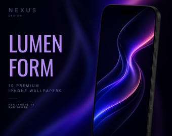 Neon-Wallpaper-Bundle | Dunkelblau-violette abstrakte Handy-Hintergründe, 10 JPEG-Dateien zum sofortigen Download