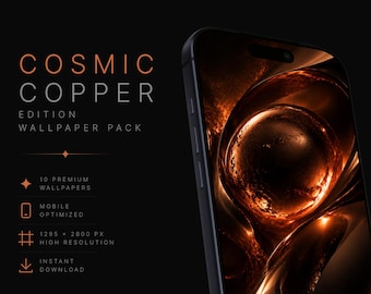 Cosmic Copper Edition Wallpaper Pack | 10 Premium abstrakte Handy-Hintergründe | Dunkles Kupfer ästhetische iPhone Wallpaper | Sofort Download