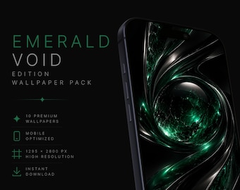 Emerald Void Edition Wallpaper Pack | 10 Premium Abstract Phone Wallpapers | Dark Emerald Aesthetic iPhone Wallpaper | Instant Download JPEG