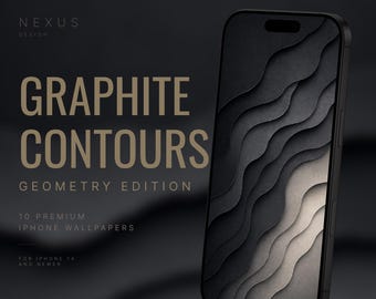 Dunkles geometrisches Wallpaper-Paket | Graphitkonturen-iPhone-Hintergründe | Topografisches Design (10 JPEG-Dateien)