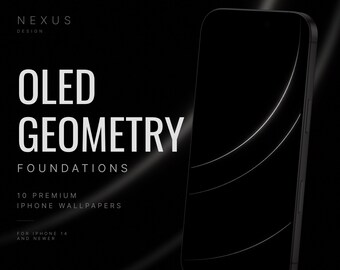 OLED-Geometrie-iPhone-Hintergrundbilder | Minimalistisches Linienkunst-Design in Schwarz-Weiß (10er-Pack)