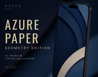 iPhone-Hintergrundbilder mit geometrischen Mustern aus azurblauem Papier | Marineblau-beige, mehrlagige Kreise (10 JPEG-Dateien)