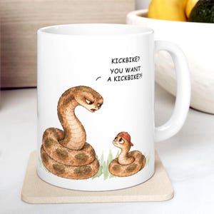 Funny Snake Mom & Kid Coffee Mug, Custom Snake Lover Gift, Tired Parent Gift, Cute Watercolor 11 oz. Animal Mug