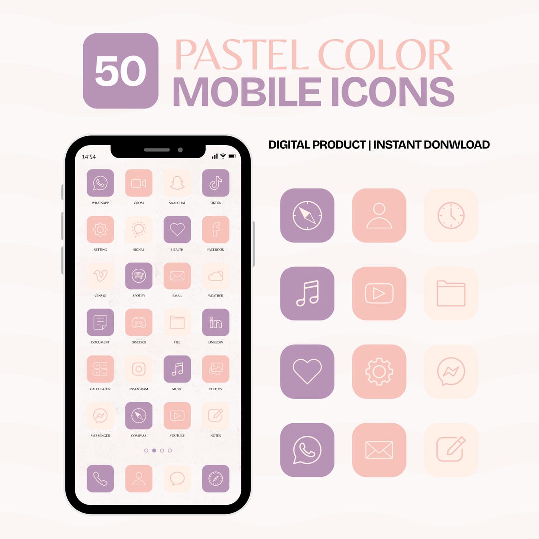 50 Pastel Parisian App Icons | Aesthetic Icon Pack for Ios & Android ...