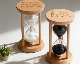 Ampulheta de madeira personalizada para 5, 10, 20 ou 30 minutos, com gravação personalizada, ideal para decoração de casa ou escritório, presente de aniversário para ele ou ela.