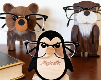 Gepersonaliseerde houten dierenbrilhouder, bureaudecor, moedercadeau