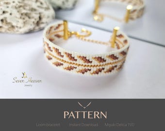 Patrón de cuentas para telar, patrón de pulsera de cuentas Miyuki, patrón de punto ladrillo, diseño de joyería con cuentas, PDF