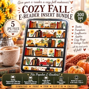 Cozy Fall Kindle Insert Bundle, Autumn Bookish E-Reader Insert, Kindle Paperwhite, Colorsoft, Kobo Clara & BOOX