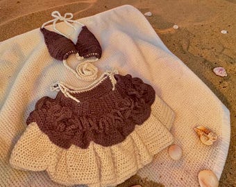Brown sugar beach- luxury crochet bikini set with skirt