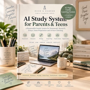 AI Study System for Teens, 52-Page Family Homework Planner (PDF Download)