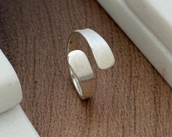 Handmade Sterling Silver Adjustable Open Ring | Minimalist Unisex Jewelry