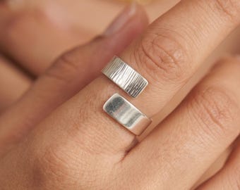 Handcrafted Sterling Silver Adjustable Ring | Textured Minimalist