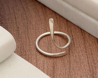 Minimal  Open Ring | Simple Curve Ring | Adjustable 925 Sterling  Silver Ring | Handmade  |Everyday Jewelry