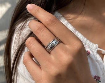 チベット仏教のシンボル、金剛杵と祈りのスターリングシルバースピナー 