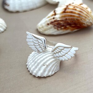 925 Sterling Silver Wings Ring, Angel Feather Ring, Celestial Jewelry, Dainty Handmade Ring, Christmas Gift for Her image 3