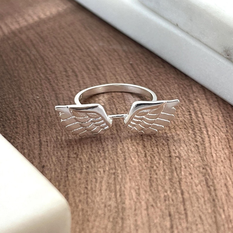 925 Sterling Silver Wings Ring, Angel Feather Ring, Celestial Jewelry, Dainty Handmade Ring, Christmas Gift for Her image 15