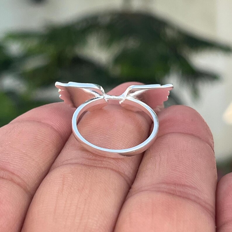 925 Sterling Silver Wings Ring, Angel Feather Ring, Celestial Jewelry, Dainty Handmade Ring, Christmas Gift for Her image 13
