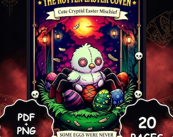 Spooky Easter Coloring Book • Cryptid Plush Creatures, Gothic Eggs (PDF + PNG Download)