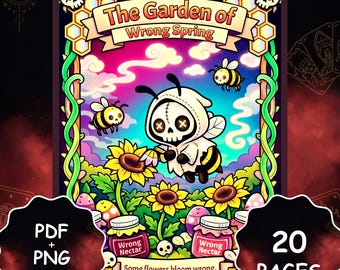 Spooky Spring Coloring Book • Cryptid Garden Creatures, Gothic Kawaii Horror Pages (PDF + PNG Download)