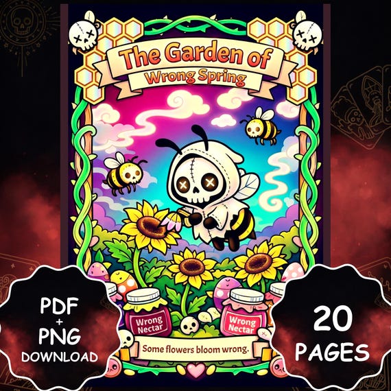 Spooky Spring Coloring Book • Cryptid Garden Creatures, Gothic Kawaii Horror Pages (PDF + PNG Download)