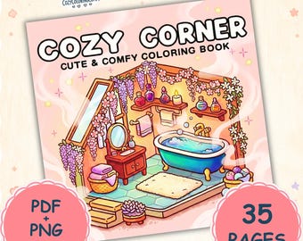 Cozy Corner Coloring Book – 35 Bold Easy Hygge Room Pages (PDF PNG Download)