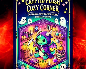 Cryptid Plush Coloring Book • Cozy Pocket Rooms, Kawaii Creatures (PDF + PNG Download)