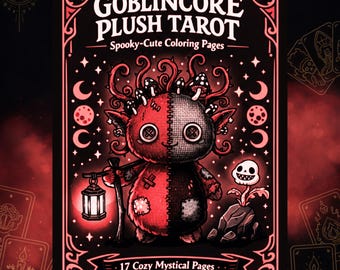 Spooky Tarot Coloring Book | Gothic Cryptids & Plush Teddy Bears (Printable PDF)