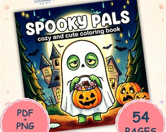 Spooky Pals Coloring Book – 54 Bold Easy Halloween Pages (PDF PNG Download)