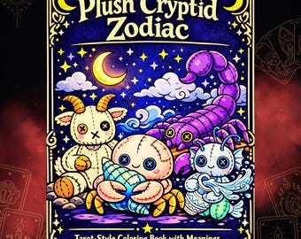 Plush Cryptid Zodiac Coloring Book • Tarot Meanings (PDF + PNG Download)