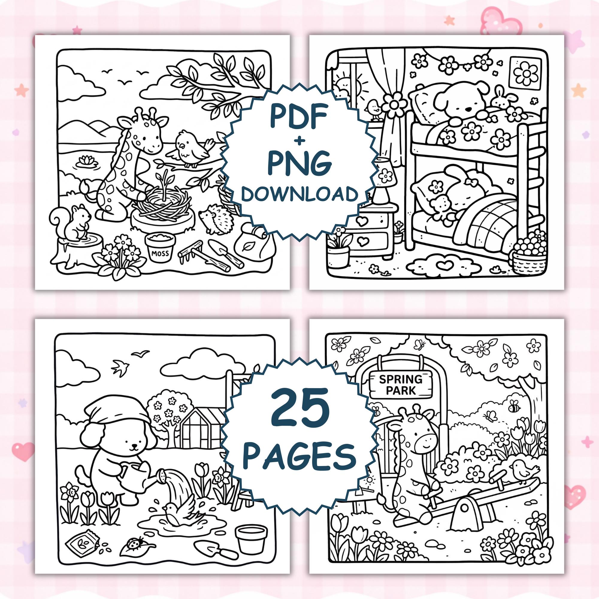 Spring Cuties Coloring Book – 25 Bold Animals, Cozy Characters (digital ...