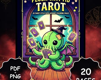 Plush Cryptid Tarot Coloring Book: 20 Spooky Gothic Kawaii Pages (PDF + PNG Download)