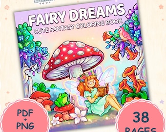 Fairy Dreams Coloring Book – 38 Bold Fantasy Pages (PDF PNG Download)