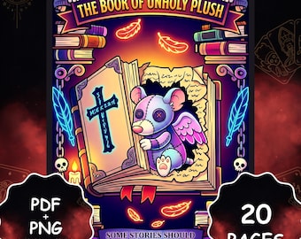 Unholy Plush Coloring Book • Cryptid Creatures, Haunted Libraries (PDF PNG Download)