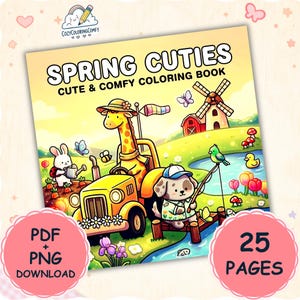 Spring Cuties Malbuch - 25 mutige Tiere, niedliche Charaktere (Digitaler Download)