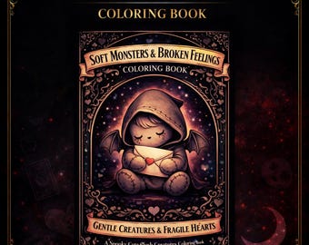 Spooky Cutie Coloring Pages PDF | Plush Cryptid Valentine Coloring Book