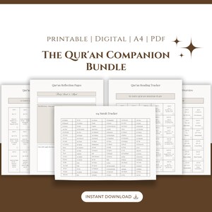 Koran Begleiter Bündel | 30 & 15-Tage-Khatam-Plan | 114 Sura-Tracker | Koran Reflection Journal | Ramadan Planer Printable