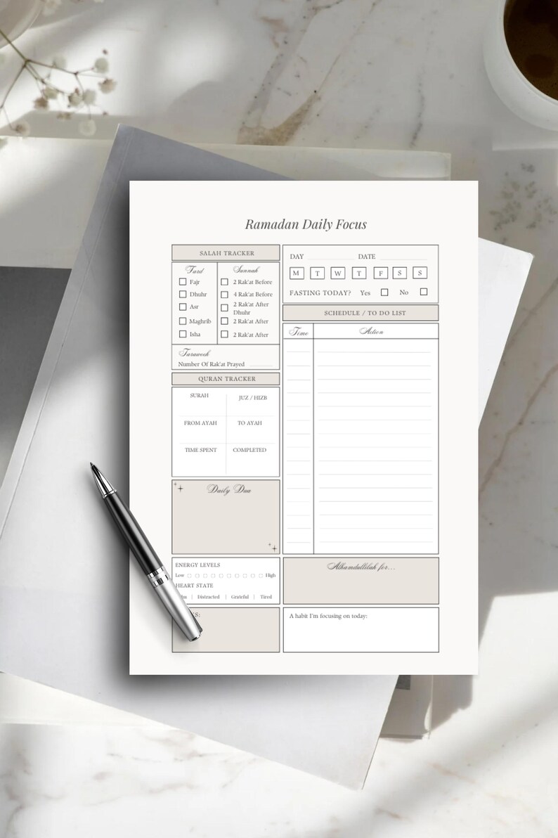 Ramadan Tagesplaner 2026 | Druckbare PDF | Salah & Quran-Tracker | Islamischen Fokus Seite | A4 Digitaler Download | GoodNotes Bild 7