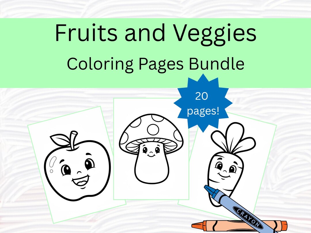 Fruits & Veggies Coloring Pages – Toddler Learning, 20 Simple Designs ...