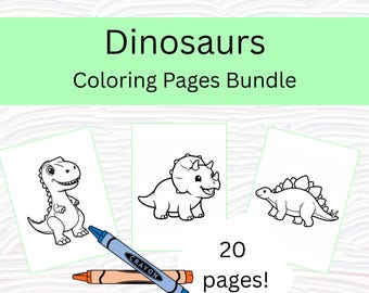 Niedliche Dinosaurier Malvorlagen für Kleinkinder | Einfaches Dino-Malbuch | 20 Seiten zum Ausdrucken | PDF mit Kleinkind Aktivitäten