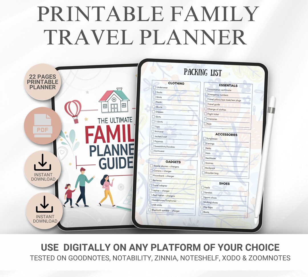 Family Travel Planner Printable Bundle, Vacation Organizer (letter, A4 ...